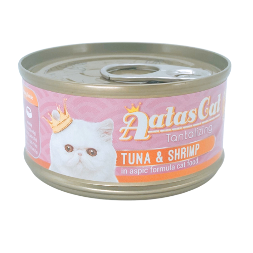 Pate Aatas Cat cho mèo vị cá ngừ và tôm - LON 80GR: TUNA & SHRIMP