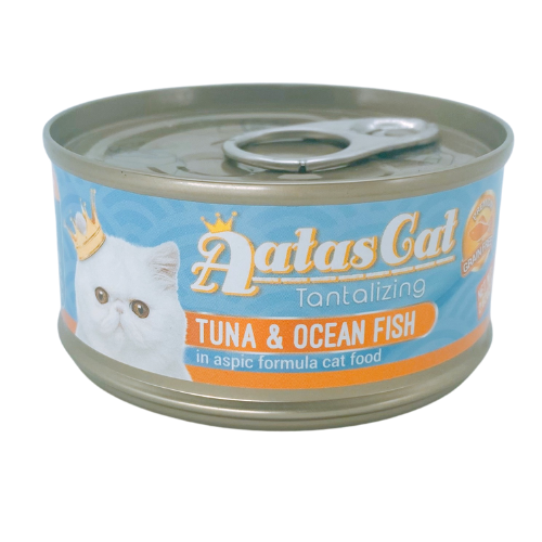 Pate Aatas Cat cho mèo vị cá ngừ và cá biển - LON 80GR: TUNA & OCEAN FISH