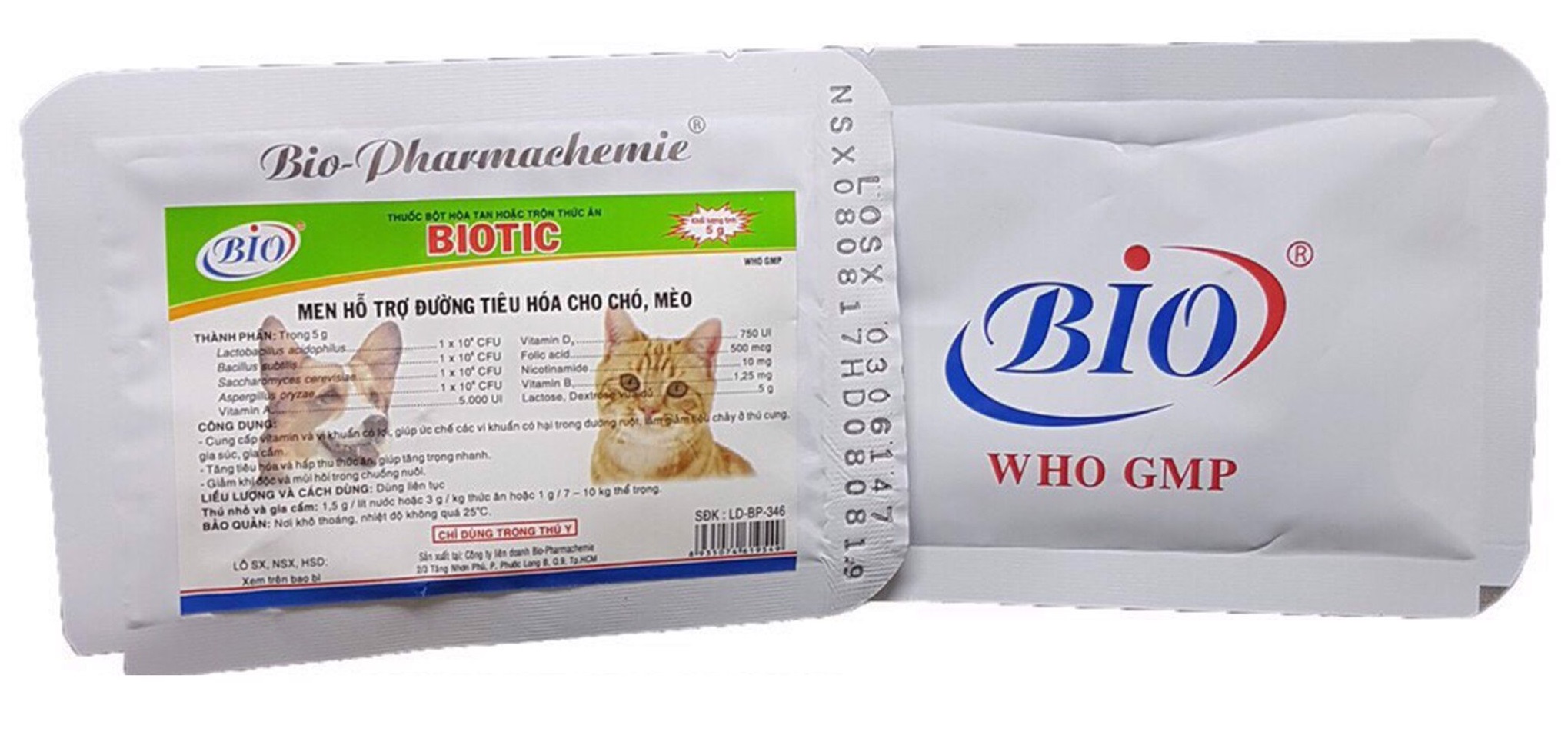 Men Tiêu Hóa Biotic - Hỗ trợ tiêu hóa cho Chó Mèo - Gói 5g - Bao Bì Chính Hãng