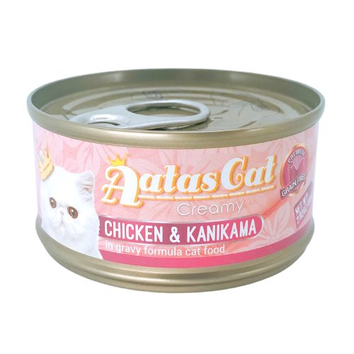 Pate Aatas Cat cho mèo vị gà và thanh cua - LON 80GR: CHICKEN & KANIKAMA