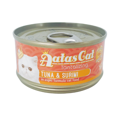 Pate Aatas Cat cho mèo vị cá ngừ và thanh cua - LON 80GR: TUNA & SURIMI