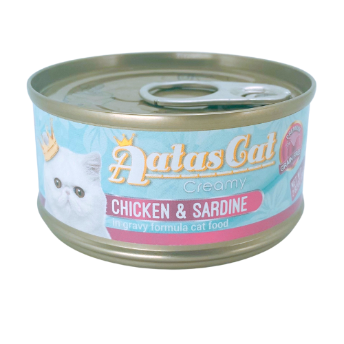 Pate Aatas Cat cho mèo vị gà và cá mòi - LON 80GR: CHICKEN & SARDINE