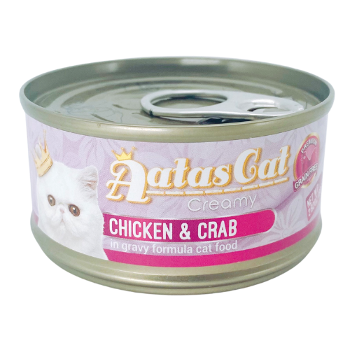 Pate Aatas Cat cho mèo vị gà và cua - LON 80GR: CHICKEN & CRAB