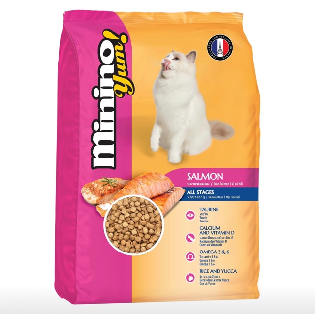 Thức ăn cho mèo mọi lứa tuổi - Minino Yum Cá hồi - Gói 1,3KG