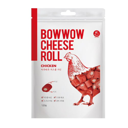 Bánh thưởng cho chó Bowow - Phô mai cuộn thịt gà Cheese Roll Chicken - Gói 120g