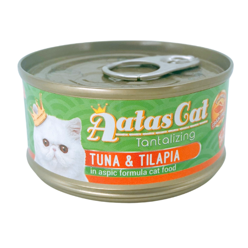 Pate Aatas Cat cho mèo vị cá ngừ và cá rô phi - LON 80GR: TUNA & TIILAPIA